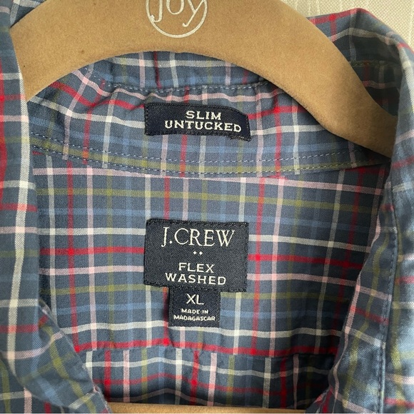 J.Crew Men's XL Flex Washed Slim Untucked Plaid Long Sleeve Button Down Shirt - Picture 3 of 6